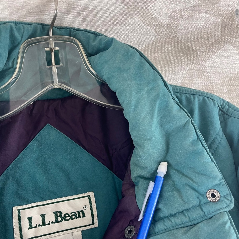 LL Bean Vintage Women Petite Medium Teal Quilted Insulated Parka Jacket P290 - Picture 9 of 9